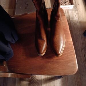 Brown Stitched Faux Leather Womans Boots